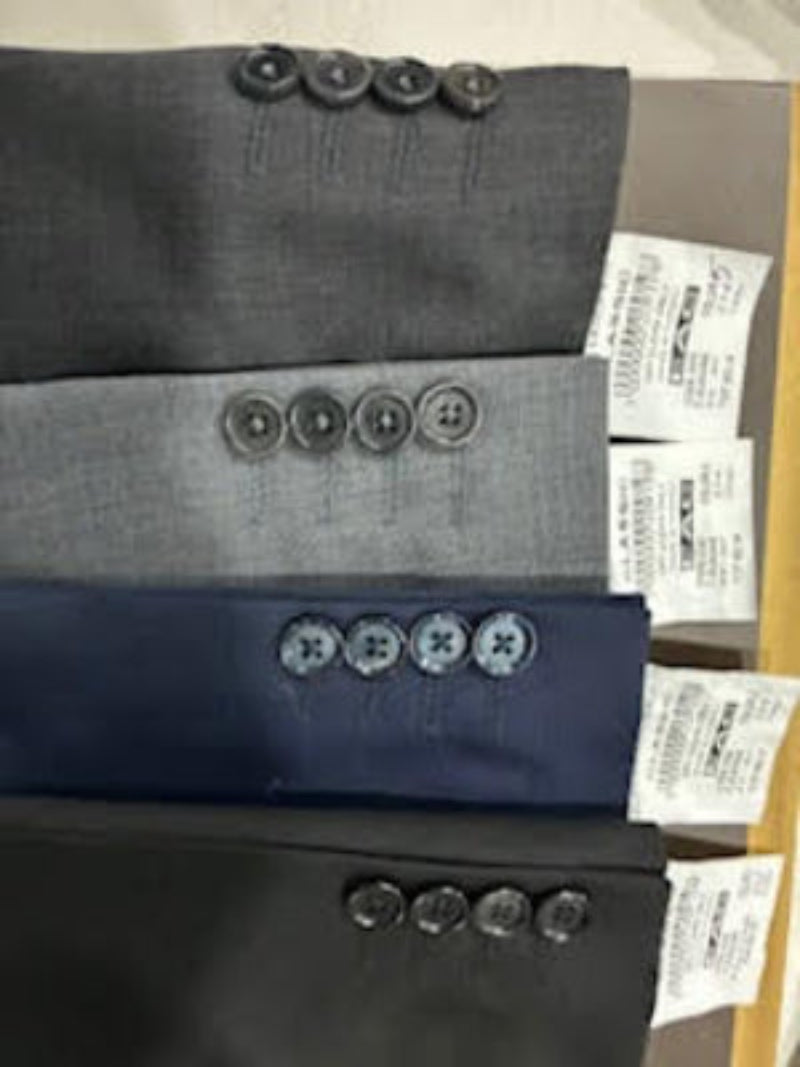 Men’s Silver Star Suit 3152 fabric color chart showing all available colors and sleeve hem details