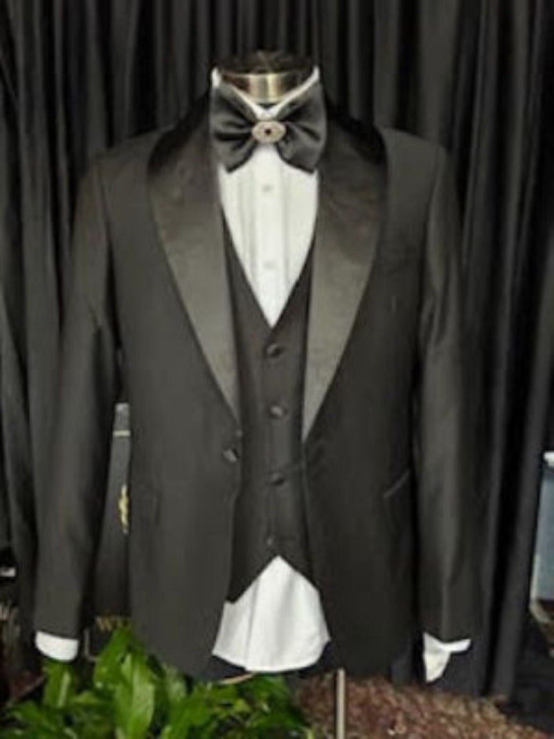 Classic Black Tuxedo 3201 front view – elegant wedding tuxedo for grooms and groomsmen